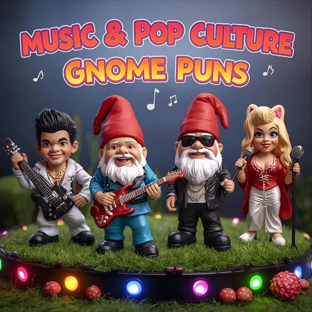 Music & Pop Culture Gnome Puns 